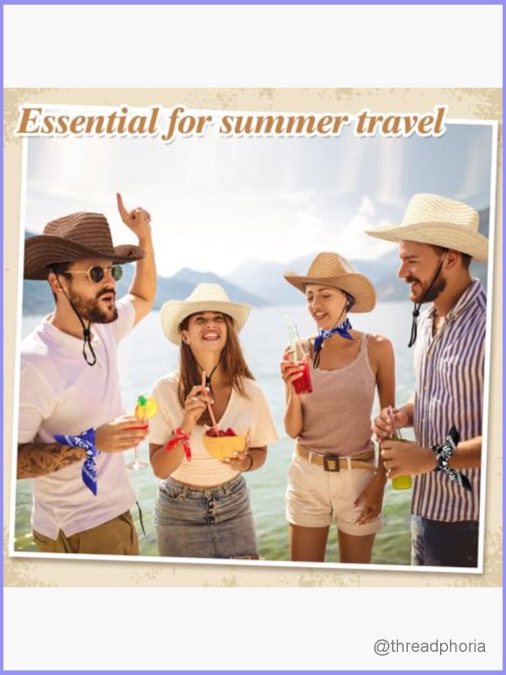 36 Straw Cowboy Hats with Bandanas - Party Favors - Picture 6 of 7
